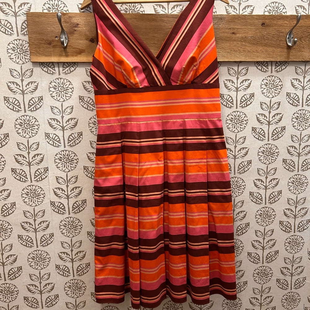 Talbots Pink and Orange Striped Midi Dress